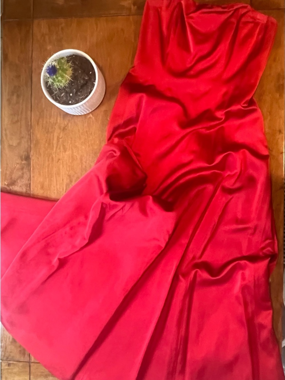 Vintage Oscar de la Renta Strapless Red Gown Size 10 Formal Evening Dress